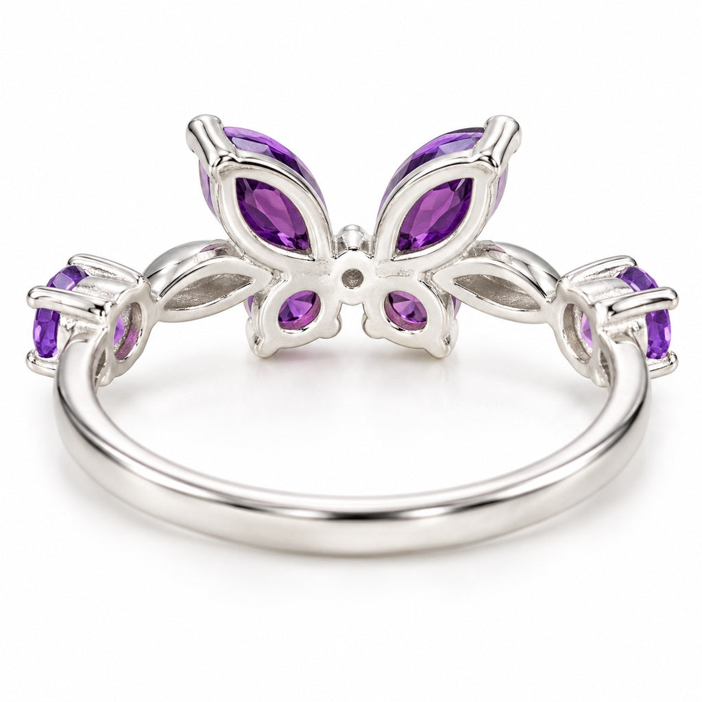 Amethyst butterfly ring back view