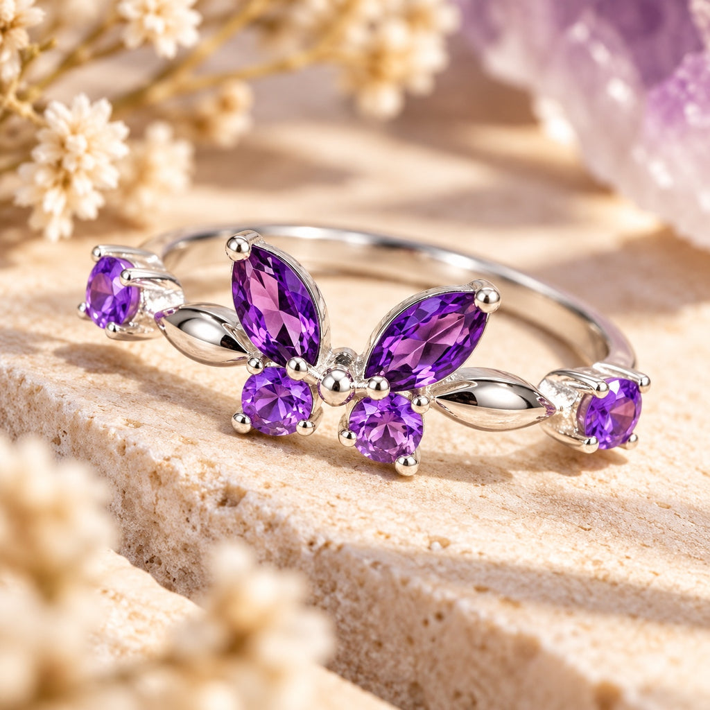 Amethyst butterfly ring lifestyle feature