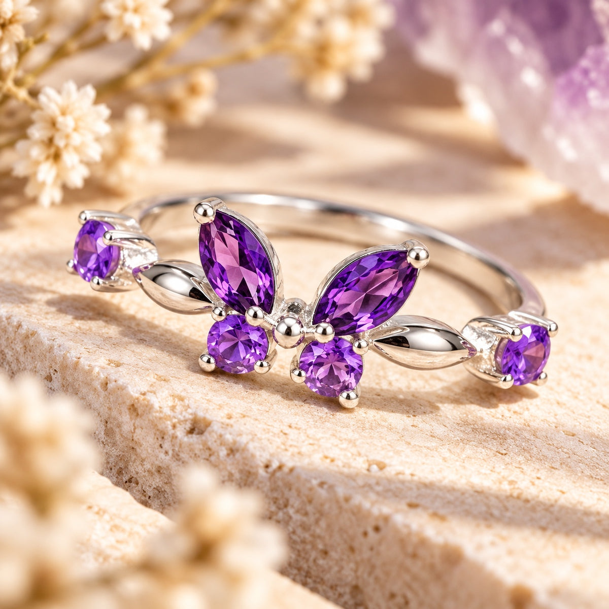 Amethyst butterfly ring lifestyle feature