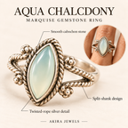 Aqua chalcedony ring design details