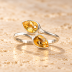 Citrine bypass ring, front view