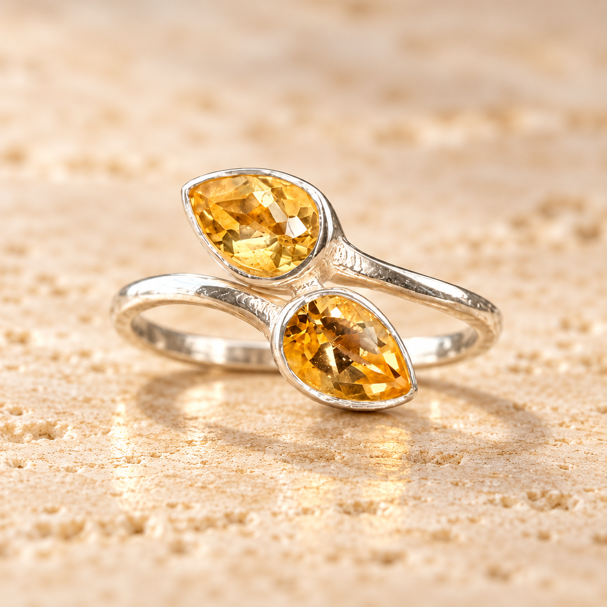 Citrine bypass ring, front view