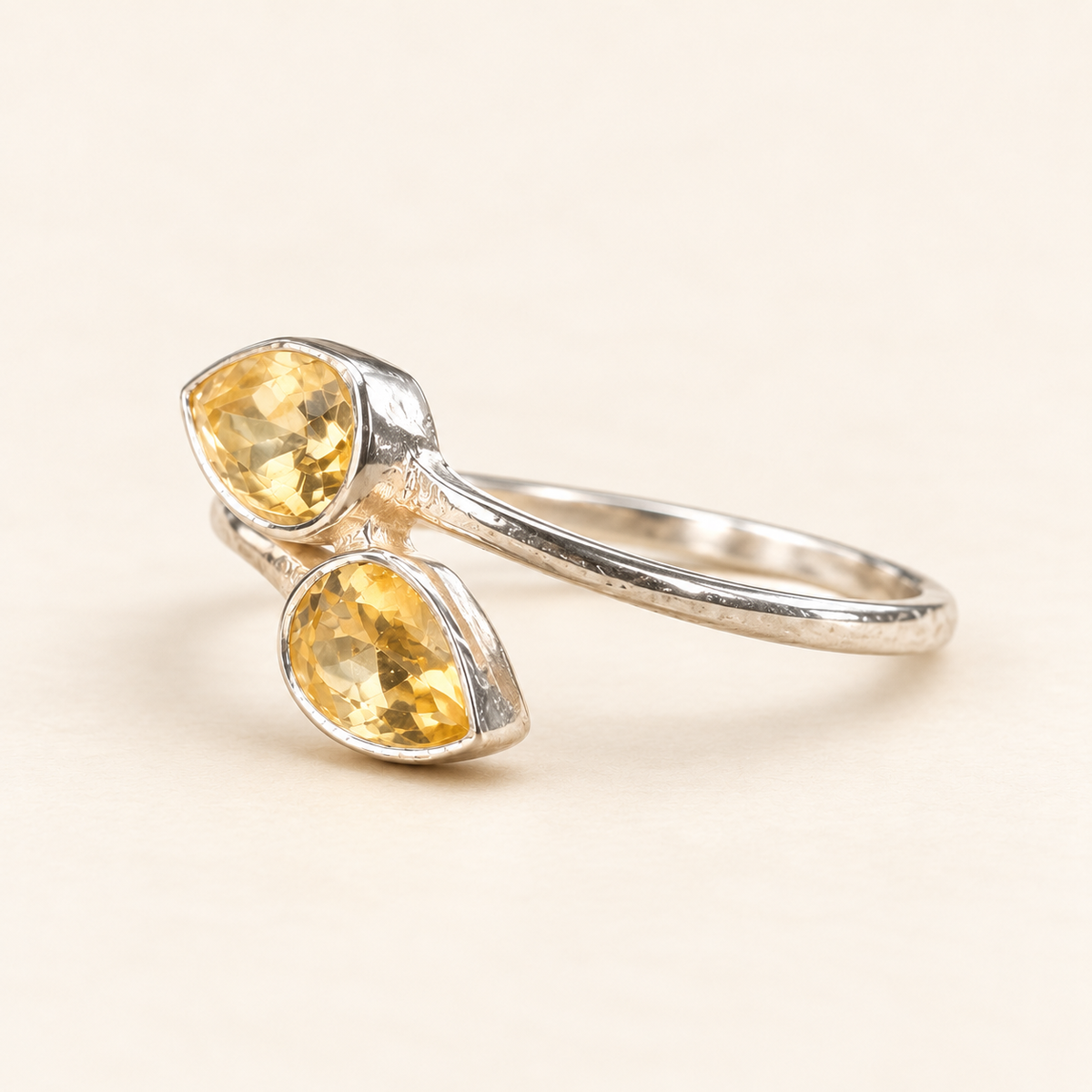 Citrine bypass ring, side view