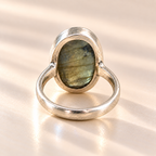 Rear view of labradorite ring setting