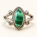 Malachite marquise ring, front view