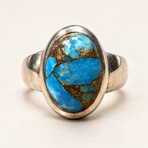 Blue Copper Turquoise Ring, front view
