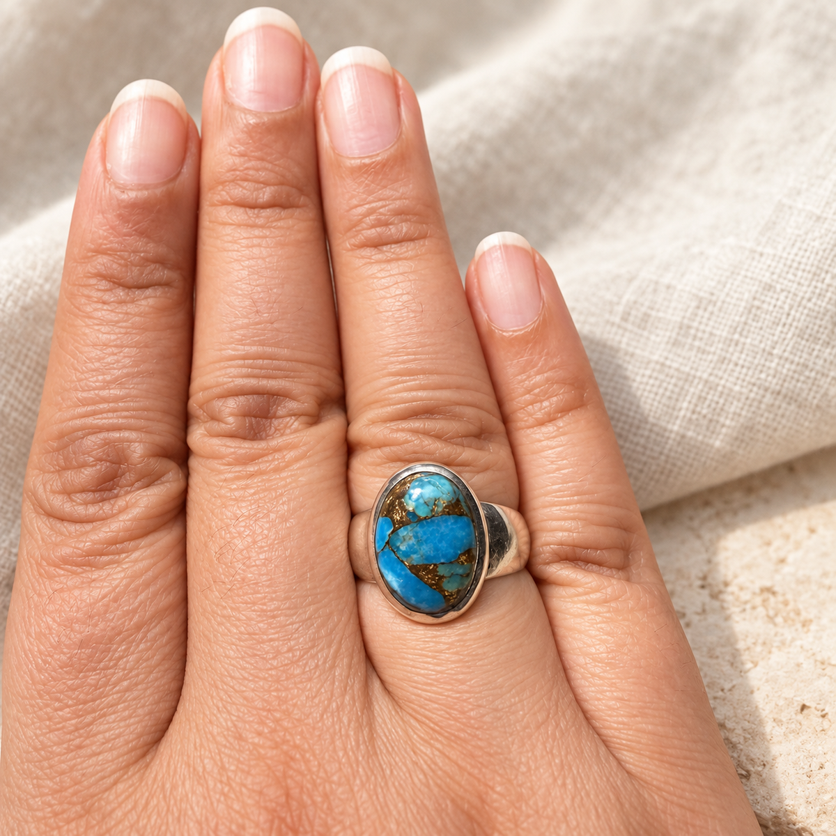 Blue Copper Turquoise Ring, additional view