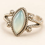 Aqua Chalcedony Marquise Ring, front view
