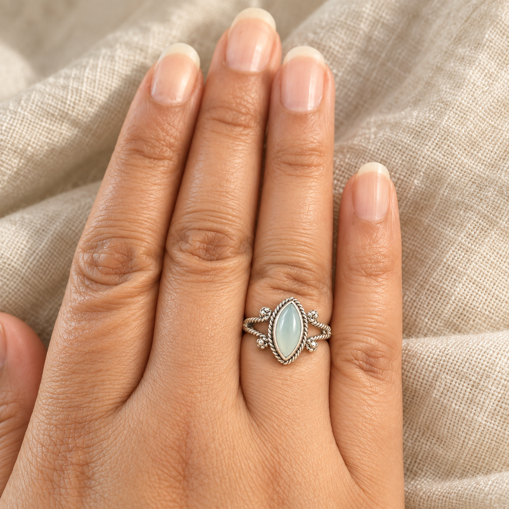 Aqua Chalcedony Marquise Ring, additional view